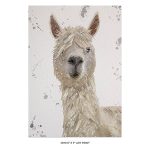 "Rowland" The Alpaca (Grey Background) 5x7 Mini Print - Andy Thomas Artworks